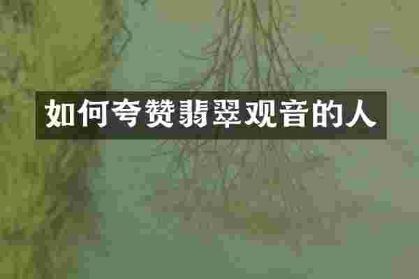 如何夸赞翡翠观音的人