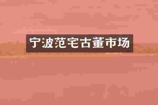 宁波范宅古董市场