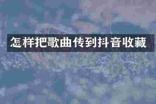 怎样把歌曲传到抖音收藏