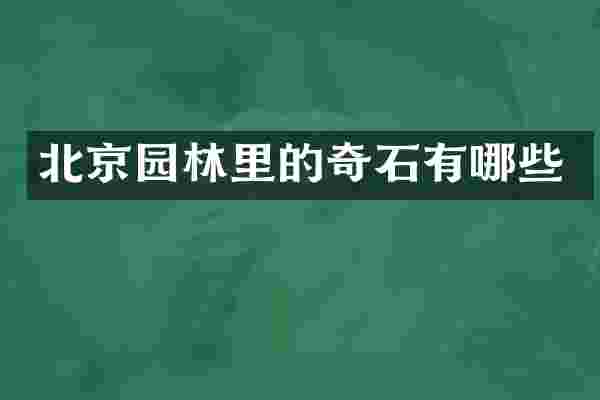 北京园林里的奇石有哪些