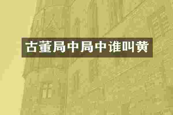 古董局中局中谁叫黄