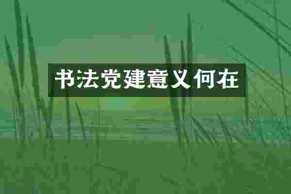 书法党建意义何在