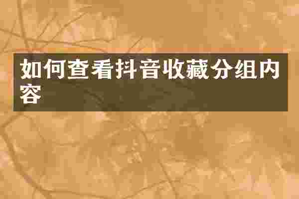 如何查看抖音收藏分组内容
